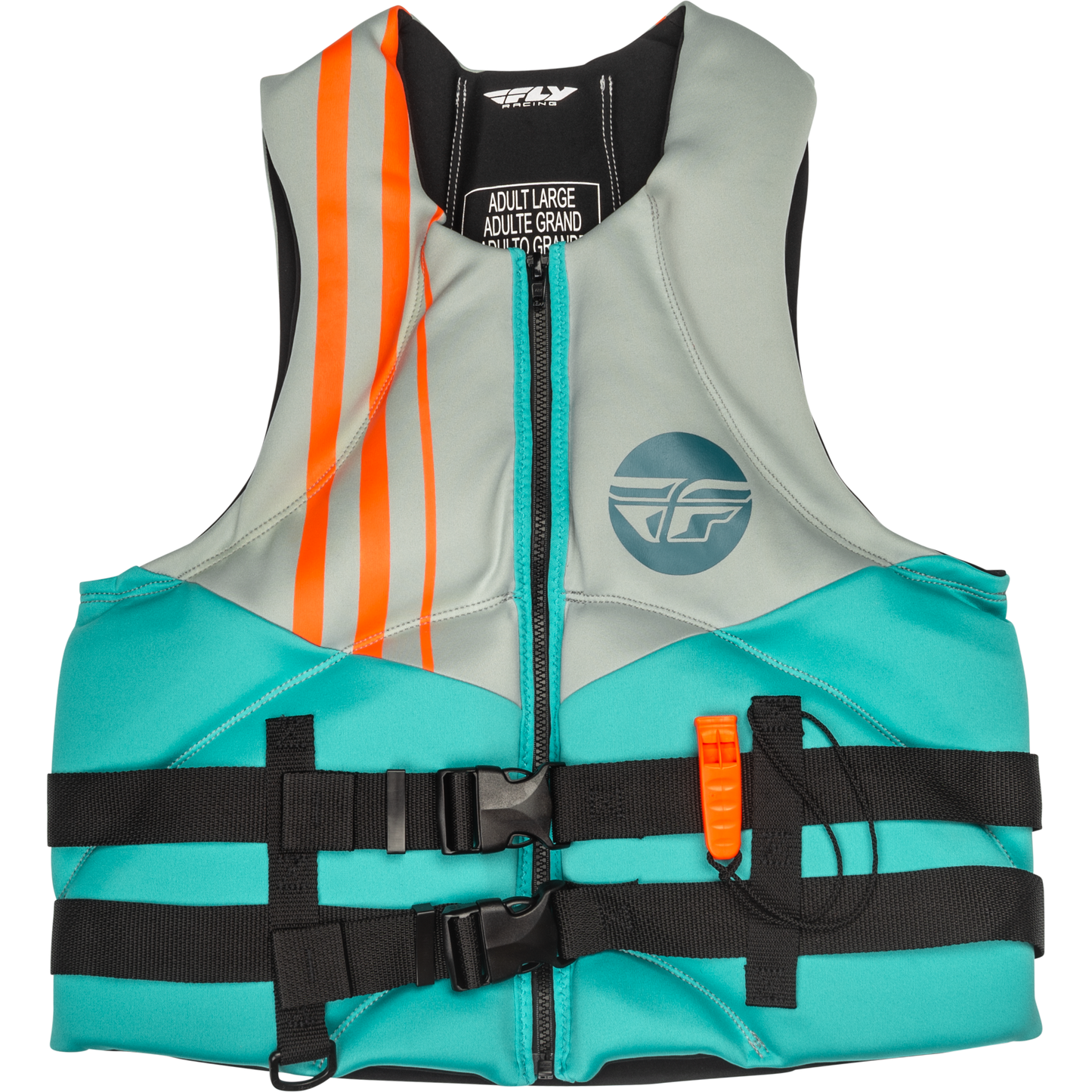 Neoprene Flotation Vest Teal/Grey/Orange Lg