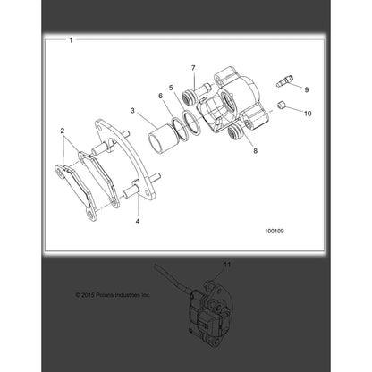 Polaris ATV Brake Caliper Assembly, Rear, Left, 1.25, Genuine OEM Part 1912366, Qty 1