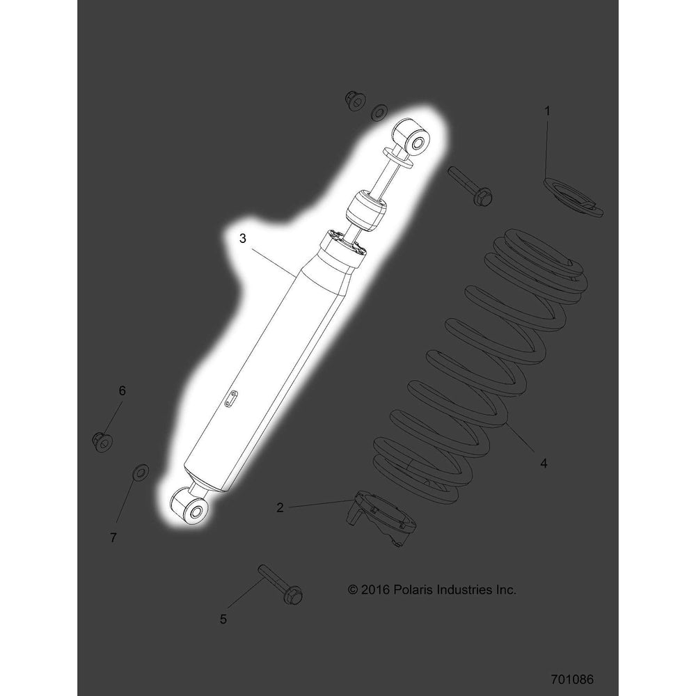 Polaris Ranger Shock, Rear, Genuine OEM Part 7044628, Qty 1