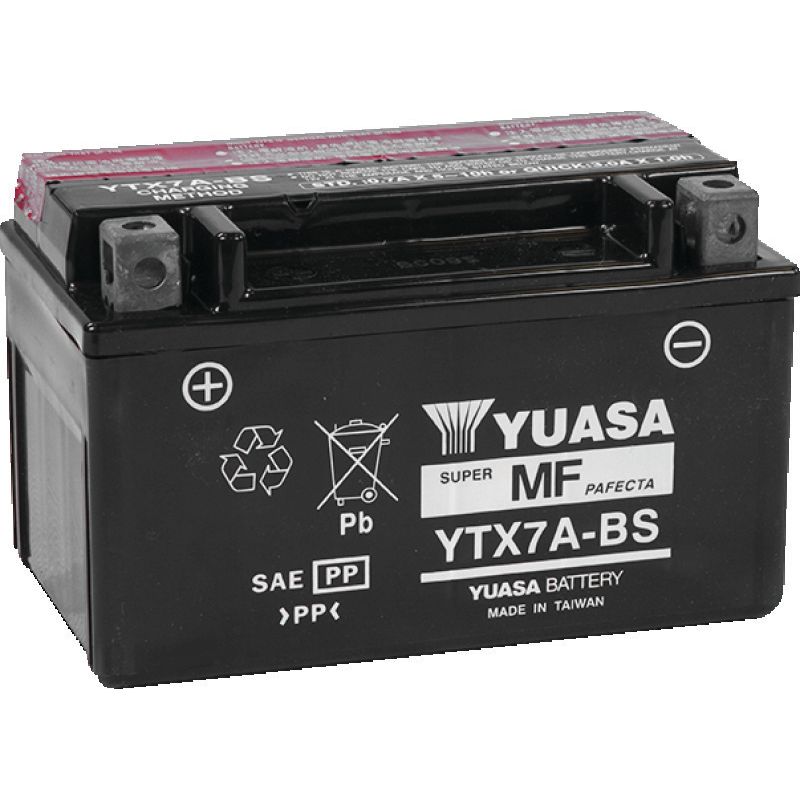Yuasa YTX7A-BS Maintenance Free AGM 12-Volt Battery w/Bottle