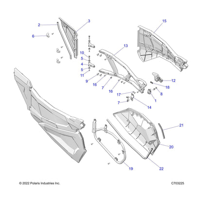 Polaris RZR Door Mount Weld, Lower, Left, RZR, Genuine OEM Part 1019994, Qty 1