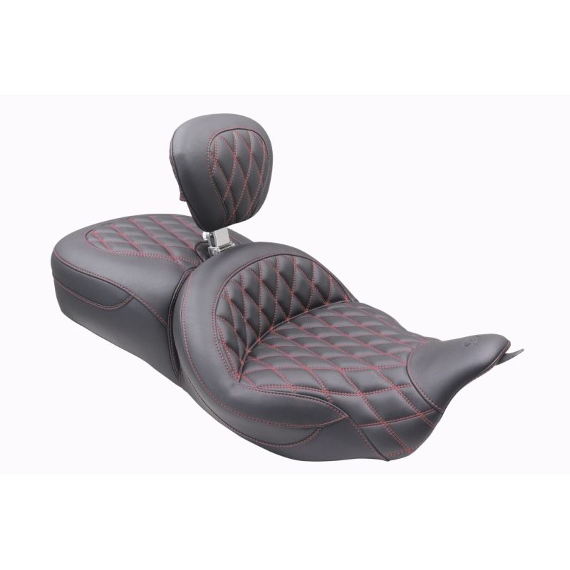 Mustang 08-25 Harley FL Touring Rd King Sp, Rd Glide Ltd, Dble Diamond ST Backrest - Black/AB