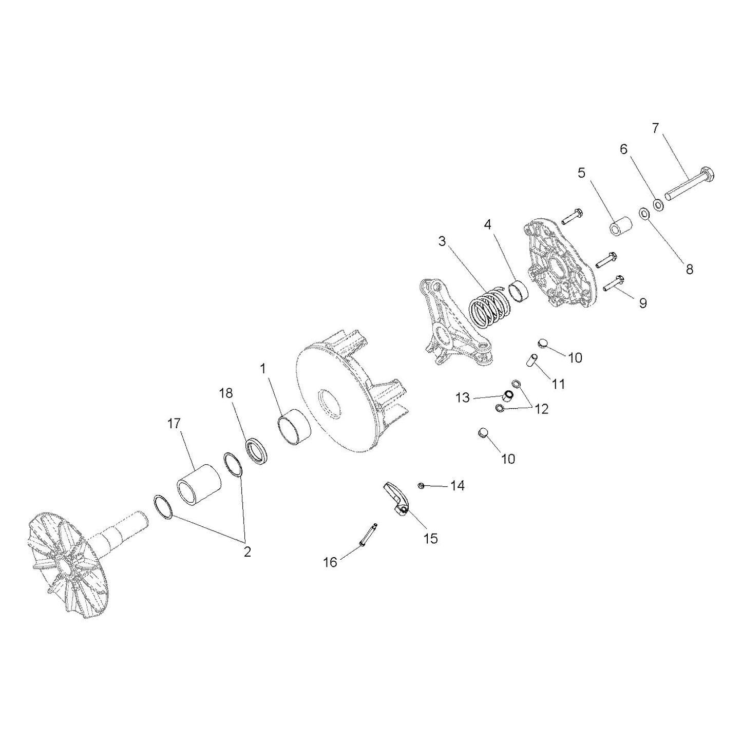 Polaris Ranger Basic Engine Braking System (EBS) Drive Clutch, Genuine OEM Part 1322899, Qty 1