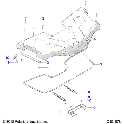 Polaris ATV Front Rack with Plugs Assembly, Gloss Black, Genuine OEM Part 2636574-070, Qty 1