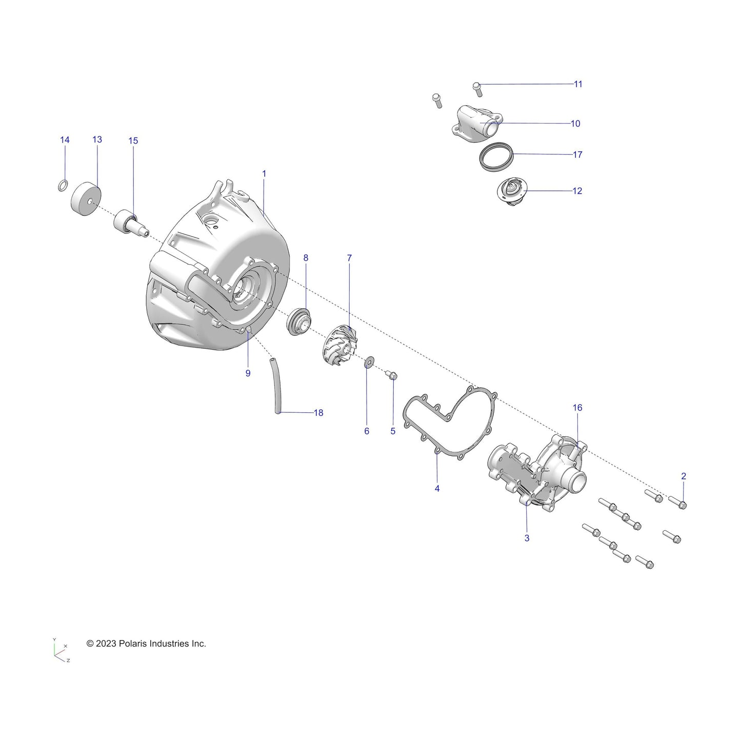 Polaris ATV Bearing with Shaft, Waterpump OPC, Genuine OEM Part 3514921, Qty 1