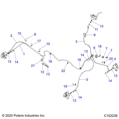 Polaris ATV Brake Line, Front, Left, Genuine OEM Part 1912385, Qty 1