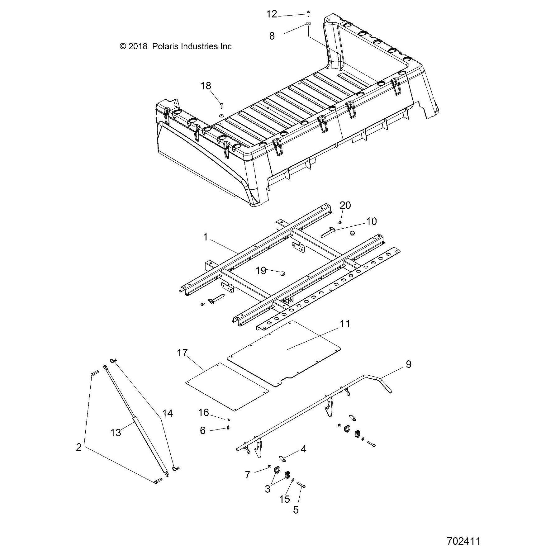 Polaris Ranger Box Support Weld, Black, Genuine OEM Part 1020247-329, Qty 1
