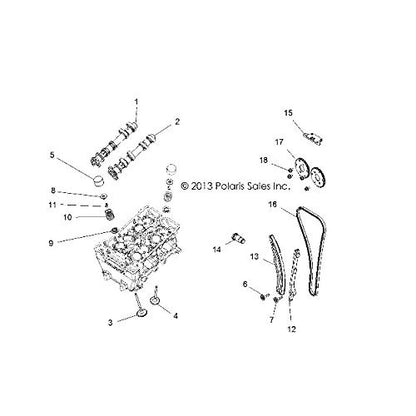 Polaris RZR Intake Camshaft Assembly, Genuine OEM Part 1204739, Qty 1