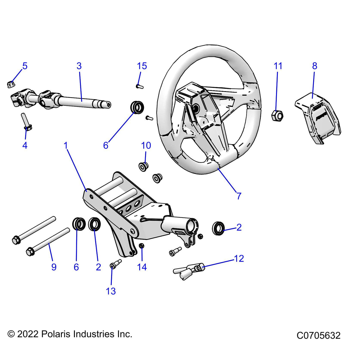 Polaris RZR SHAFT-STEERING,UPPER, Genuine OEM Part 1824752, Qty 1
