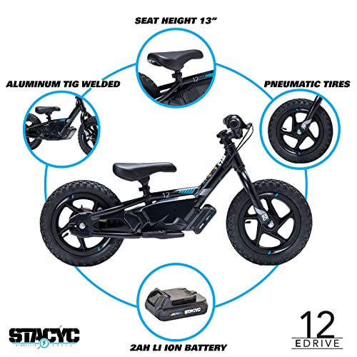 STACYC 12EDrive - 12" Electric Balance Bike, Motorcycle, MX, BMX, ride-on toy for kids, with 2AH Battery and Charger