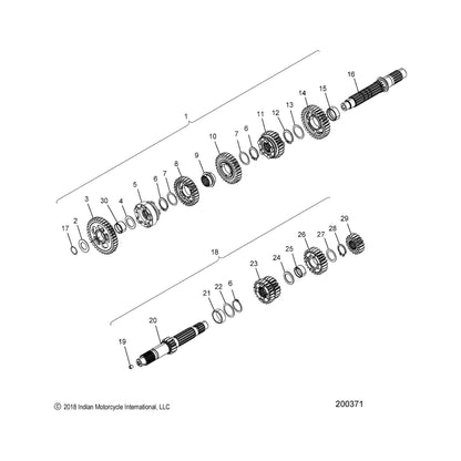 Indian Motorcycle SPACER-INPUT SHAFT, Genuine OEM Part 6230822, Qty 1