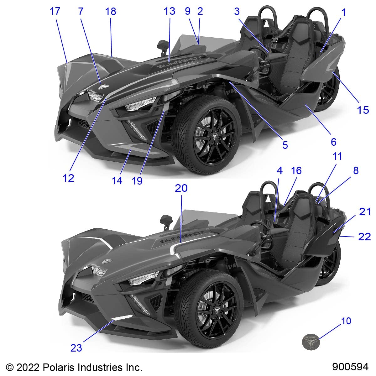 Polaris Slingshot DECAL-FRONT WING,RH,RED, Genuine OEM Part 7187370, Qty 1