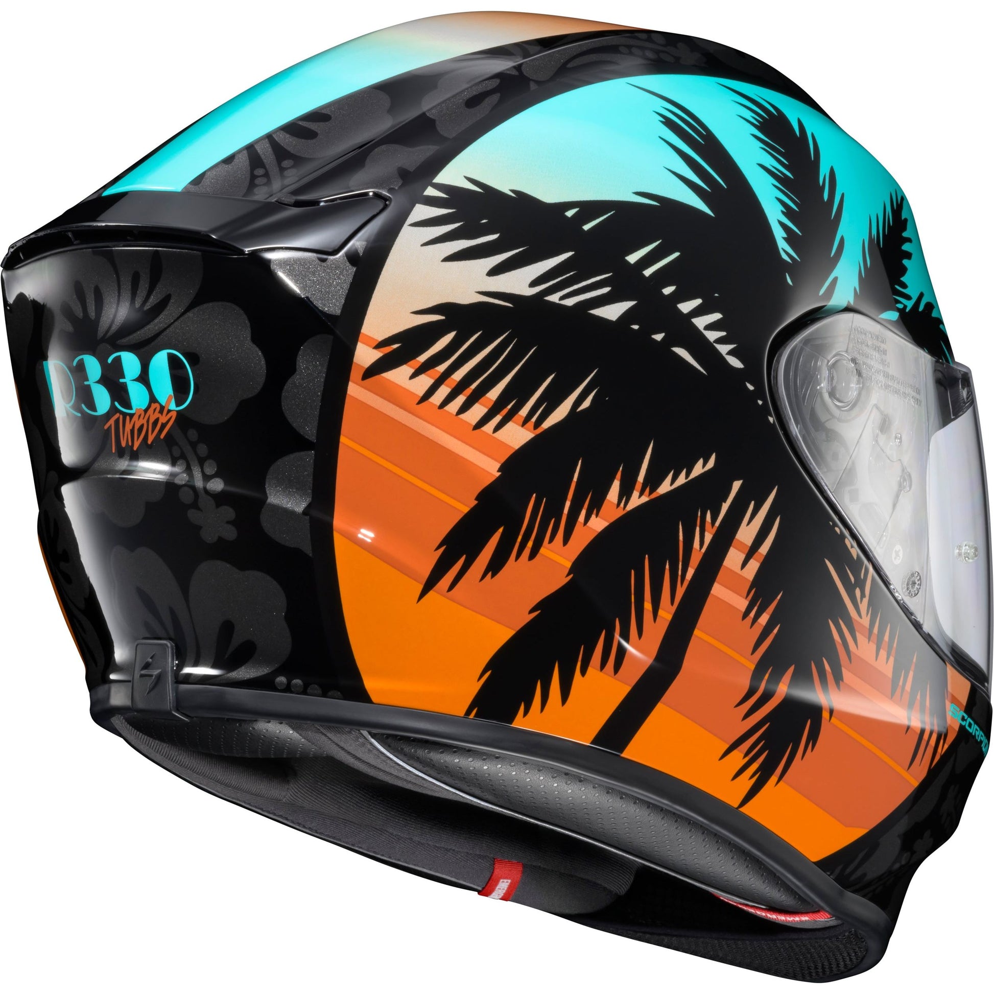 Exo R330 Full Face Helmet Tubbs Light Blue/Orange Lg