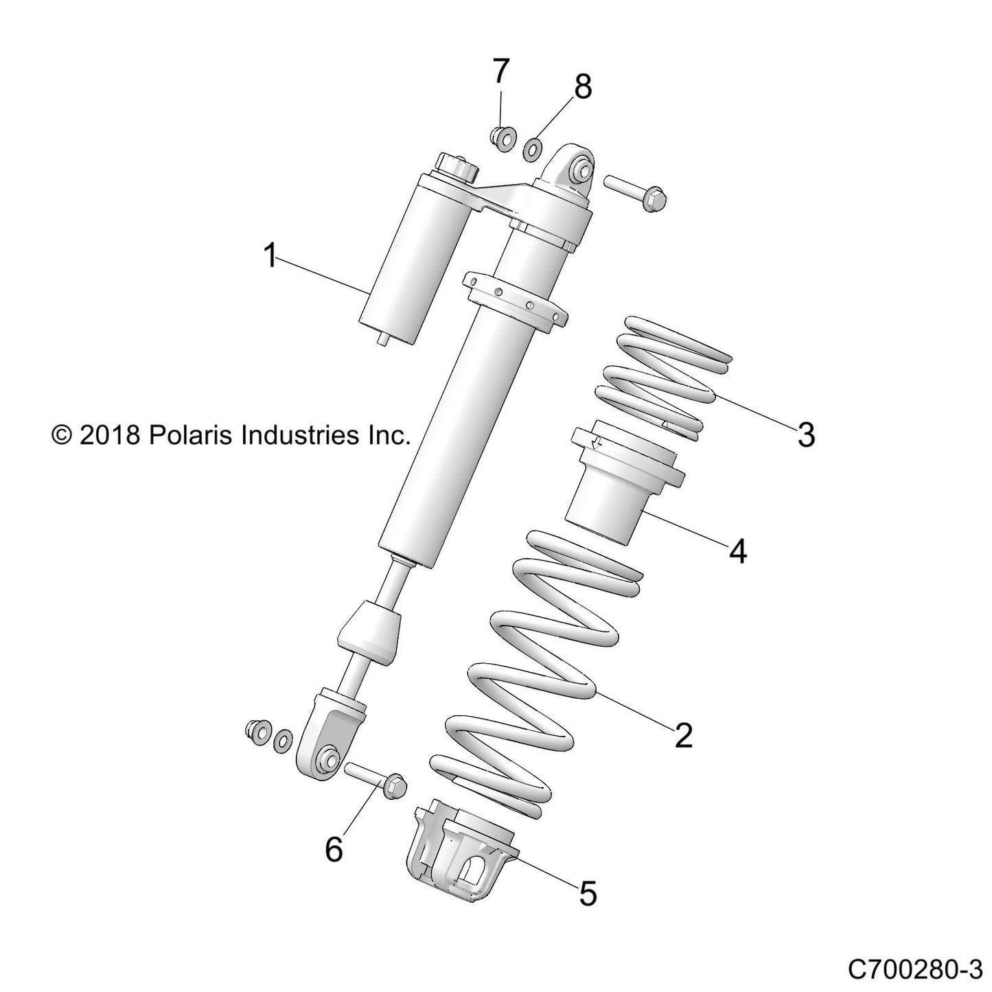 Polaris RZR Piggyback Shock, Front, Right, RZRXP, Genuine OEM Part 7044895, Qty 1