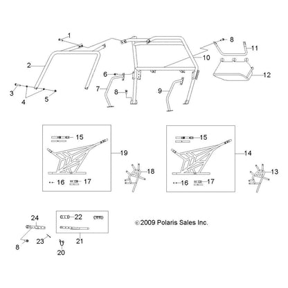 Polaris RZR Bar Weld, Left, Medium Gloss Black, Genuine OEM Part 0454306-067, Qty 1