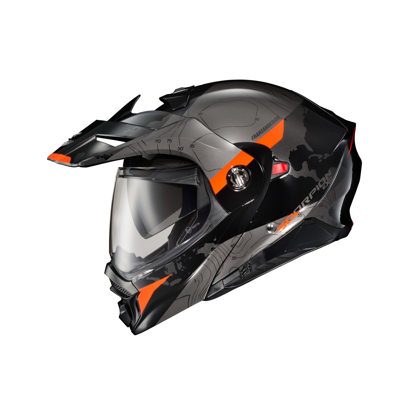 Exo At960 Modular Helmet Topographic Black/Orange 2x