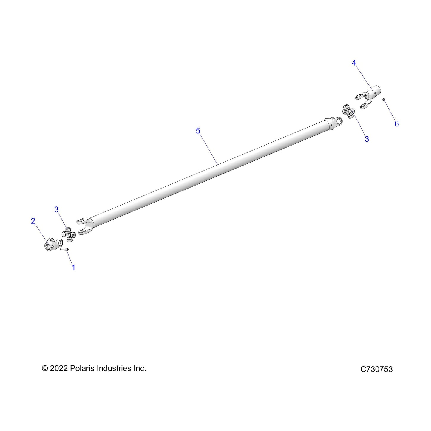Polaris Ranger Prop Shaft Assembly, Genuine OEM Part 1333654, Qty 1