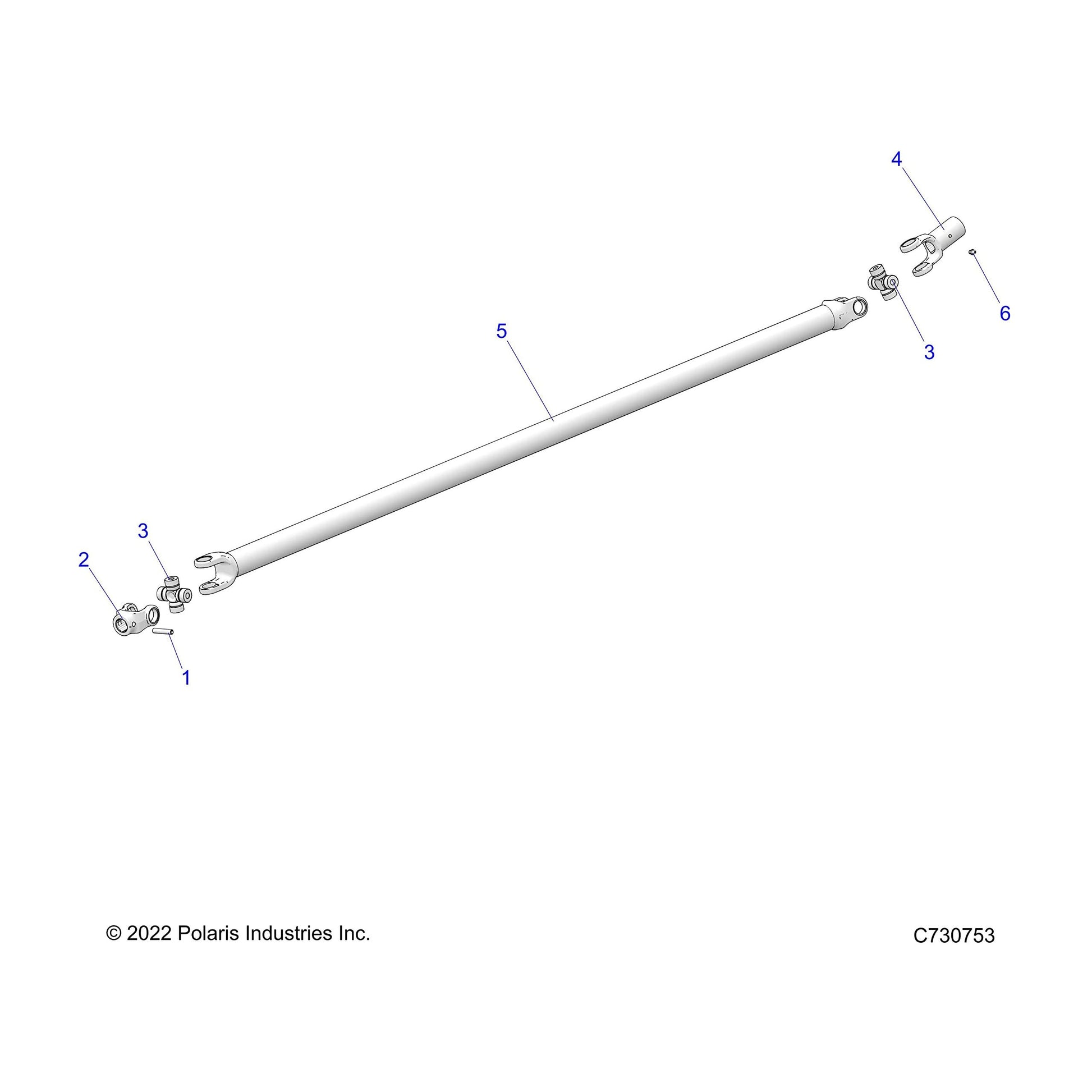 Polaris Ranger Prop Shaft Assembly, Genuine OEM Part 1333654, Qty 1