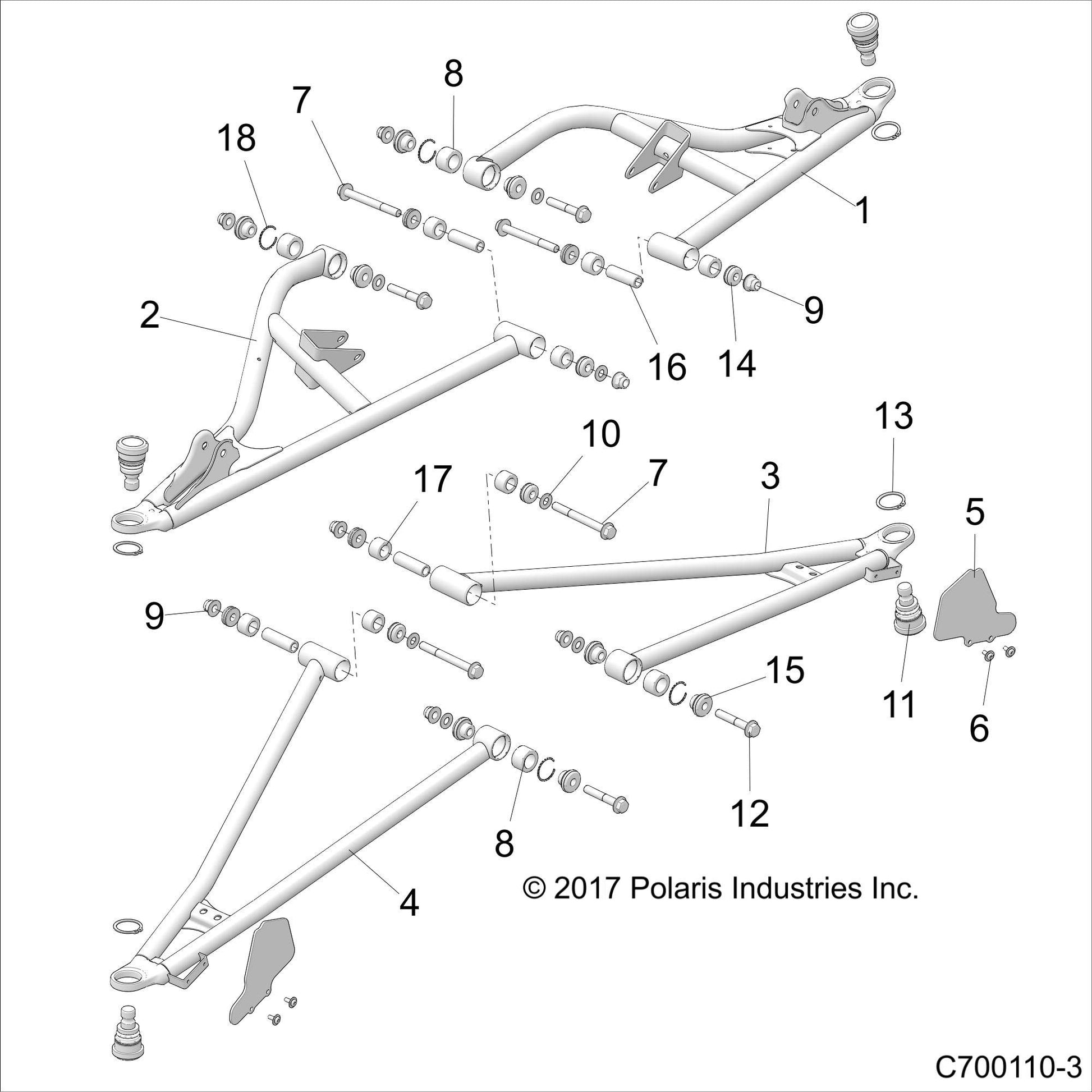 Polaris RZR Control Arm Weld, Upper, Front, 64, Red, Genuine OEM Part 1025145-293, Qty 1
