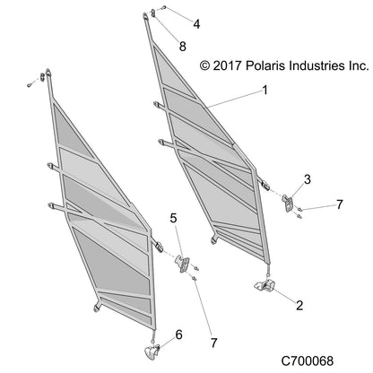 Polaris Ranger Front Door Nets, Genuine OEM Part 2689580, Qty 1