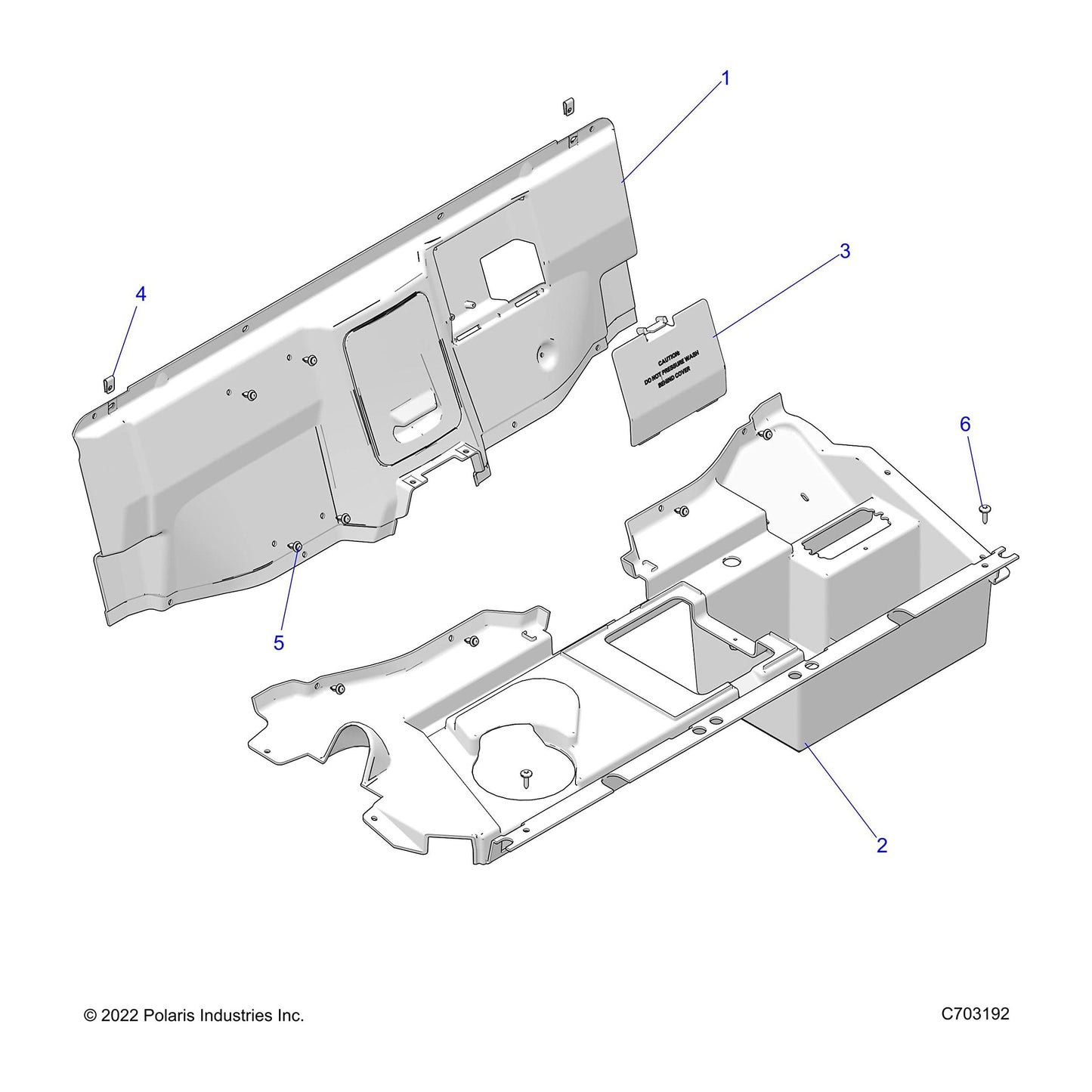 Polaris RZR Rear Closeoff Panel Assembly, Upper, Genuine OEM Part 2636749, Qty 1