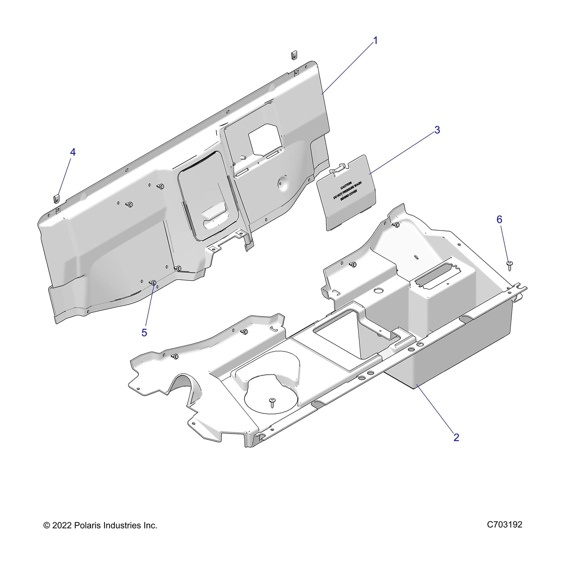 Polaris RZR Rear Closeoff Panel Assembly, Upper, Genuine OEM Part 2636749, Qty 1