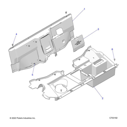 Polaris RZR Rear Closeoff Panel Assembly, Upper, Genuine OEM Part 2636749, Qty 1