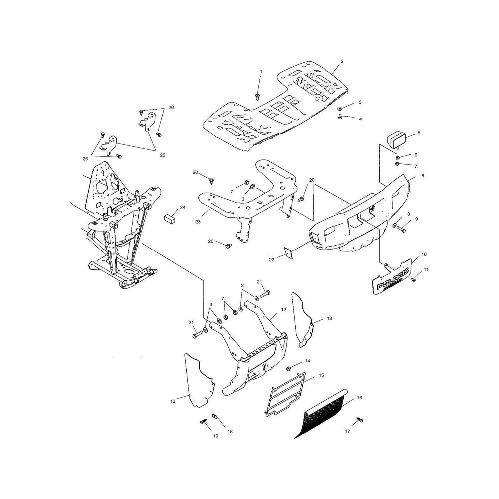 
                      
                        Polaris ATV Support Rack Weld, Front, Medium Gloss Black, Genuine OEM Part 1014020-067, Qty 1
                      
                    