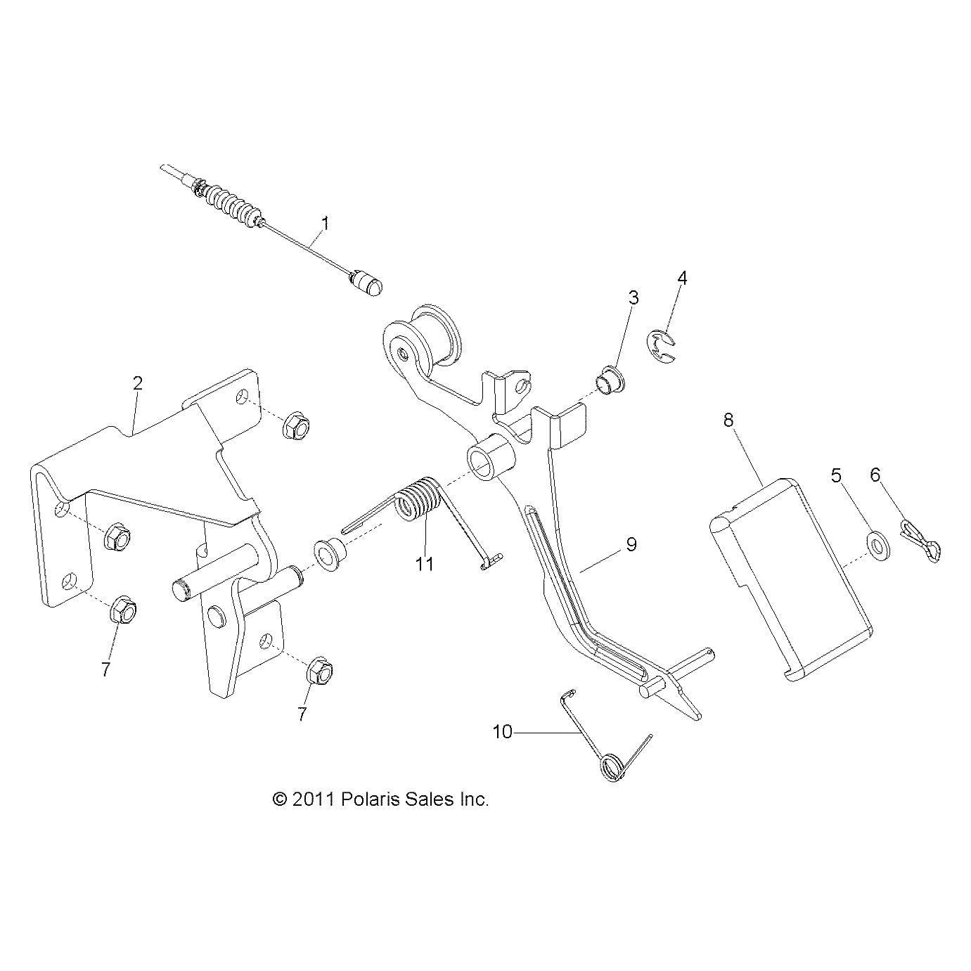 Polaris Ranger Throttle Cable, Diesel, Genuine OEM Part 7081676, Qty 1