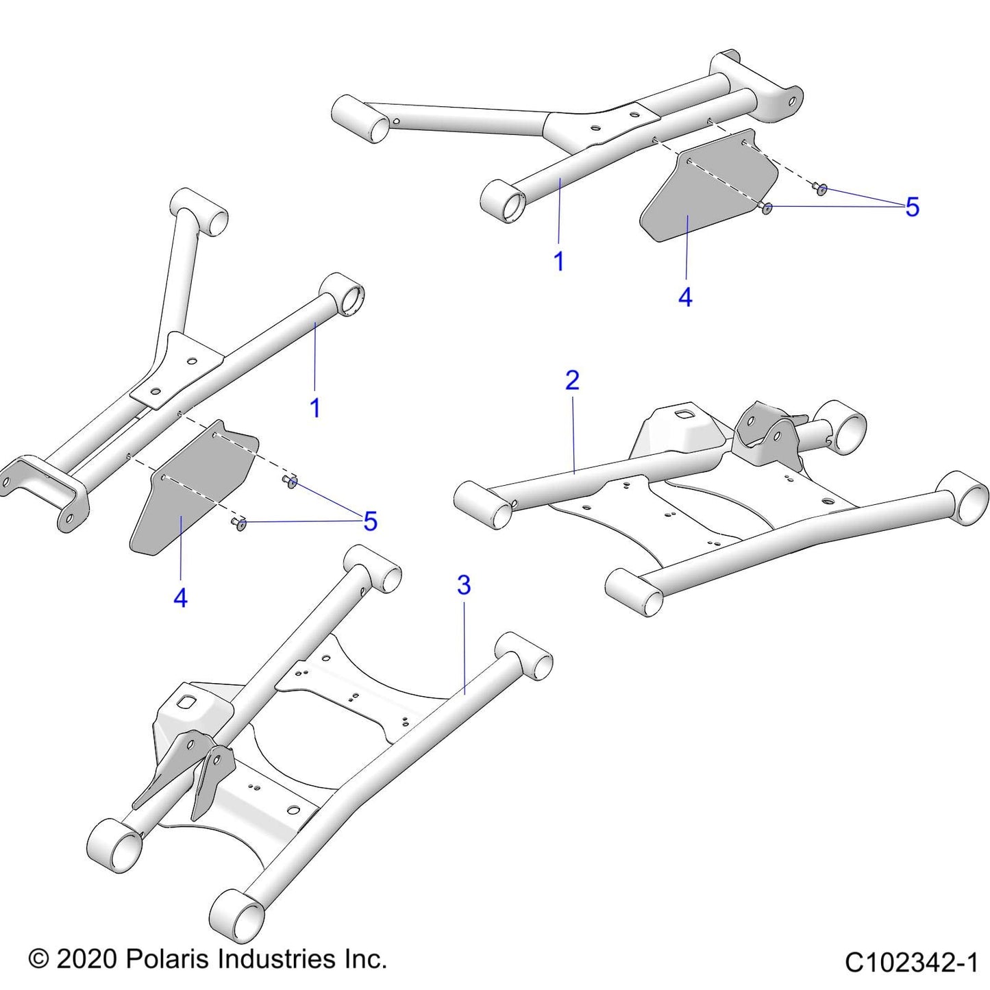 Polaris ATV Weld-LCA, Rear, 55". RH, Org, Genuine OEM Part 1023396-589, Qty 1