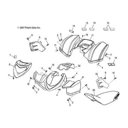 Polaris ATV Fuel Tank Cover, Gloss Black, Phoenix, Genuine OEM Part 0453800-070, Qty 1