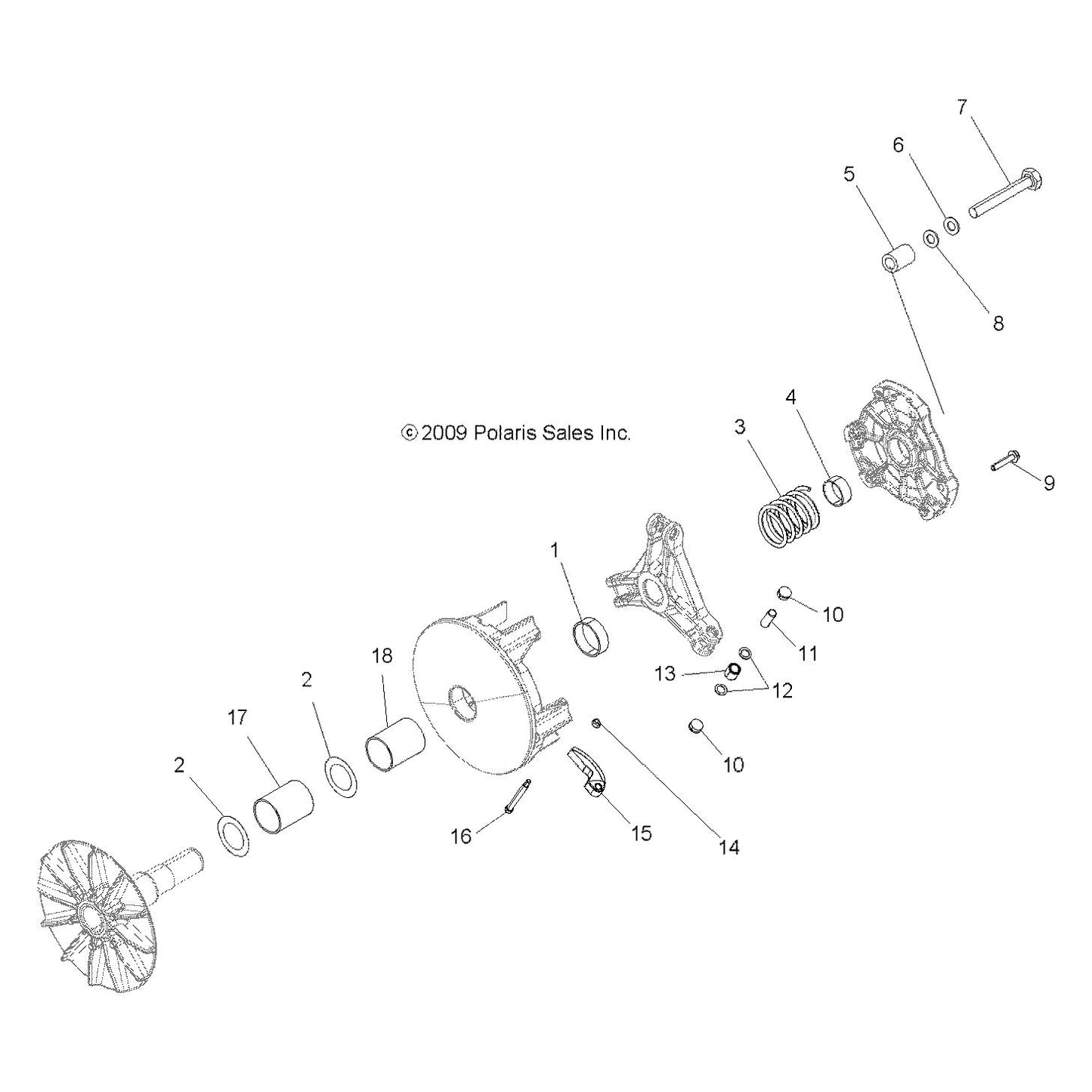 Polaris RZR Non-Breaking Bearing Assembly, Genuine OEM Part 1521185, Qty 1