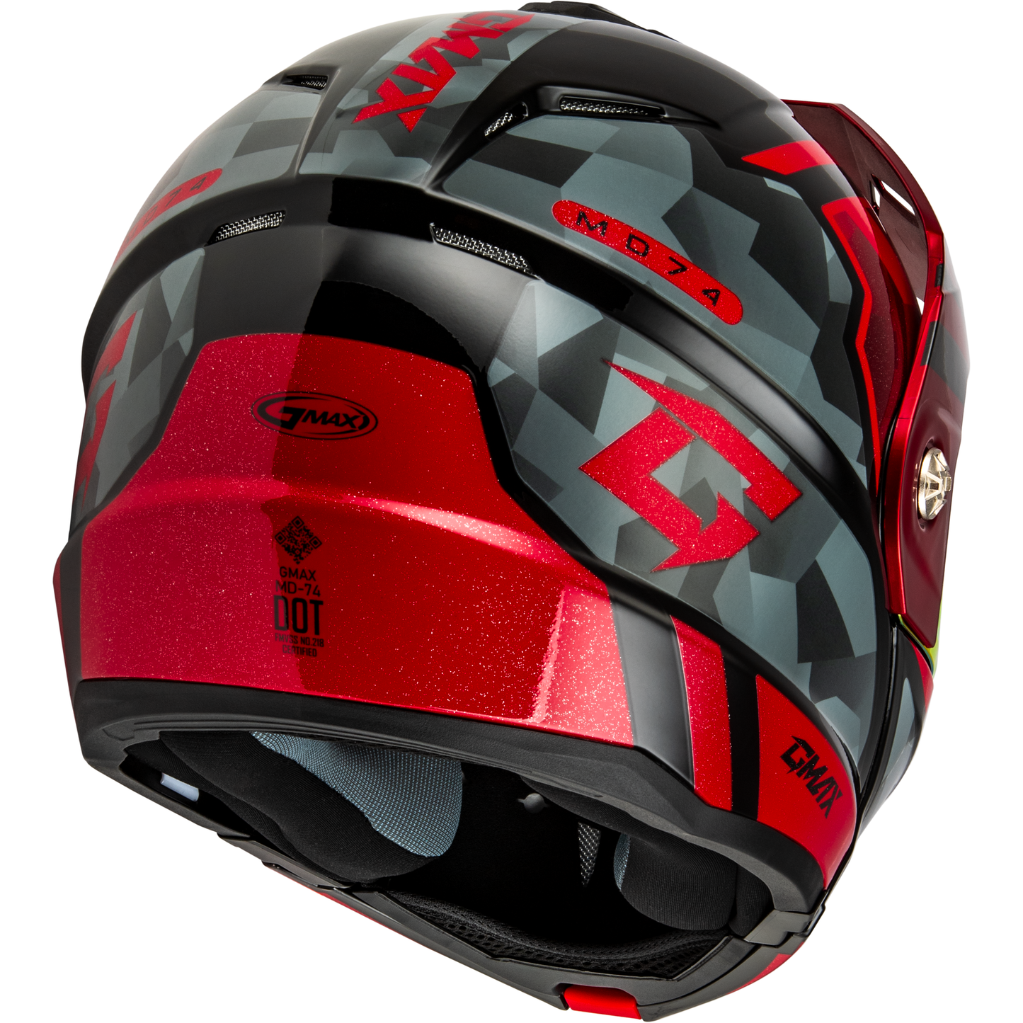 Md 74 Striker Modular Helmet W Red Shield Blk/Gry/Rd Mtlc Xs