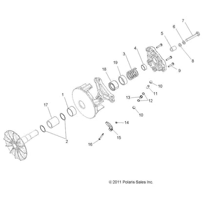 Polaris Ranger Basic Engine Braking System (EBS) Drive Clutch Assembly, Genuine OEM Part 1323058, Qty 1
