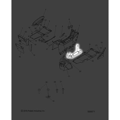 Polaris Slingshot Center Console, Textured, Left, Genuine OEM Part 5453304, Qty 1