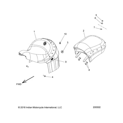 Indian Motorcycle Seat Assembly, Black, Genuine OEM Part 2687300-01, Qty 1