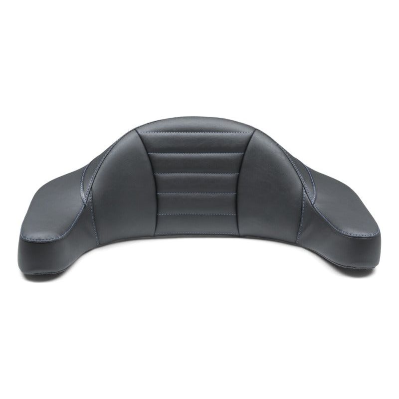 Mustang 93-13 HD FL Super Touring Extended Arm Wrap-Around Backrest Deluxe - Black w/Blue Stitching