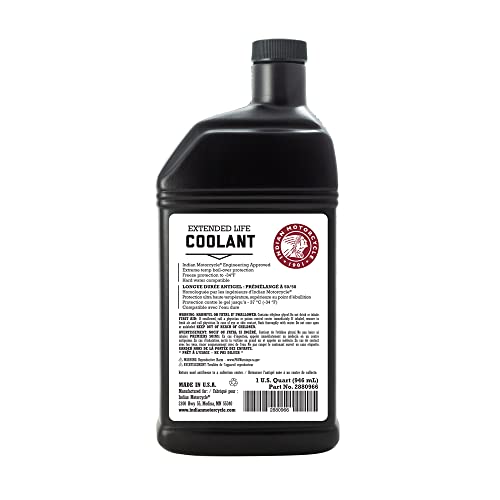 Indian Motorcycle 50/50 Premix Extended Life Antifreeze, 1 Qt, Part 2880966