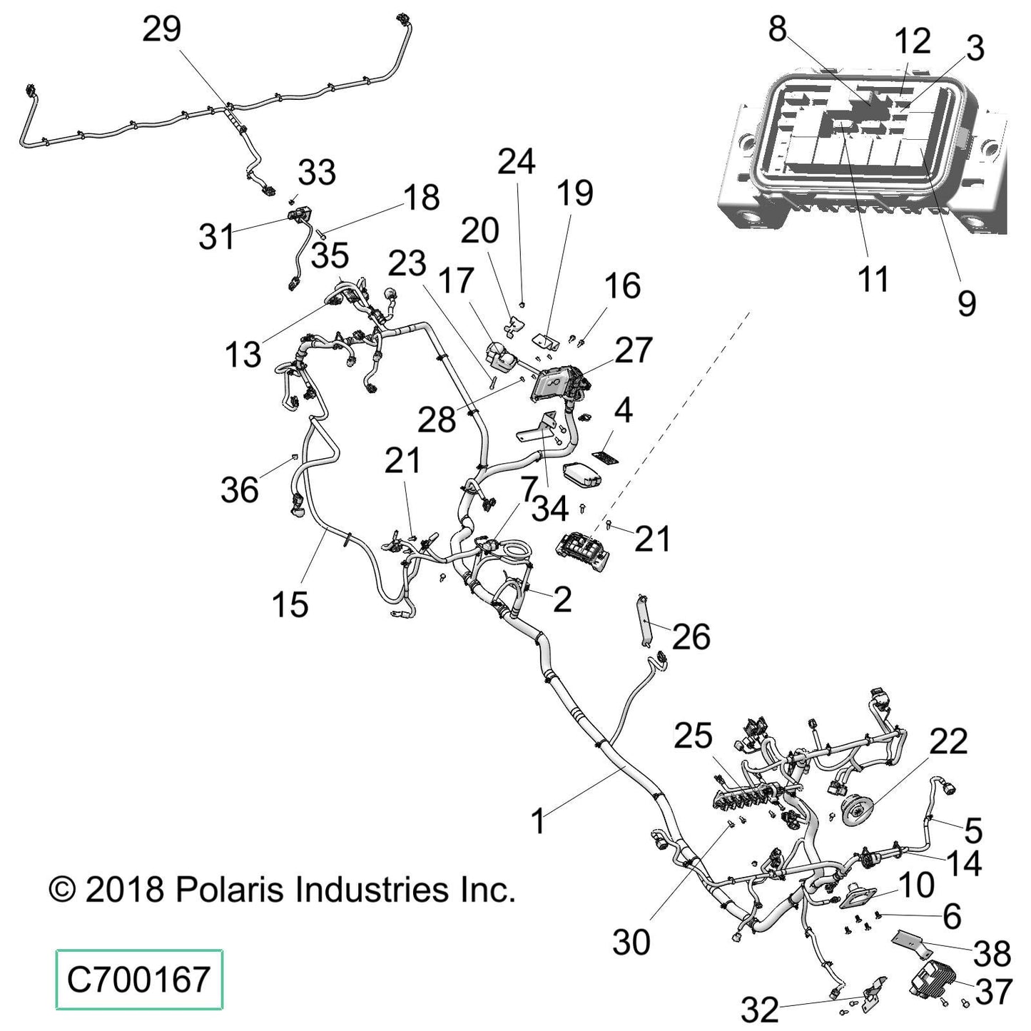 Polaris Ranger Chassis Harness, EPS Crew, Genuine OEM Part 2414485, Qty 1