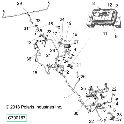 Polaris Ranger Chassis Harness, EPS Crew, Genuine OEM Part 2414485, Qty 1