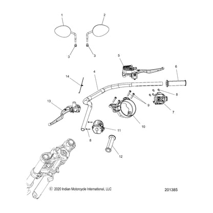 Indian Motorcycle Handlebar Weld, Cruiser Black, Genuine OEM Part 1022405-266, Qty 1