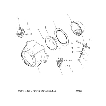 Indian Motorcycle Nacelle Bracket, Left, Cruiser Black, BOB, Genuine OEM Part 5633774-266, Qty 1