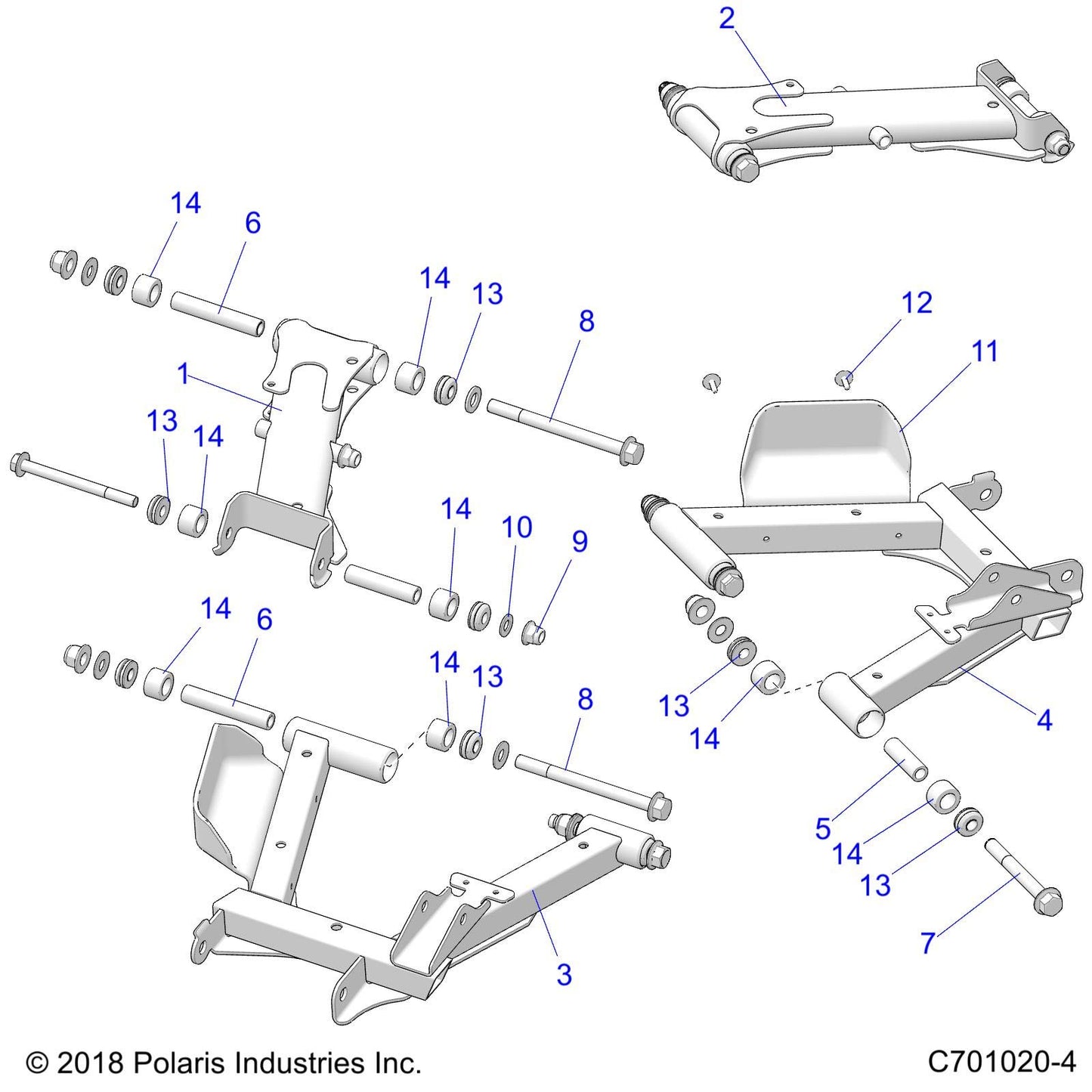 Polaris RZR Control Arm Weld, Rear, Lower, Right, Matte Black, Genuine OEM Part 1021411-458, Qty 1