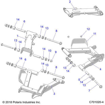 Polaris RZR Control Arm Weld, Rear, Lower, Right, Matte Black, Genuine OEM Part 1021411-458, Qty 1