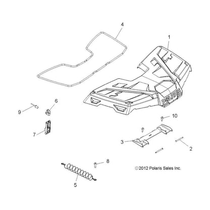 Polaris ATV Front Box Cover Assembly, Genuine OEM Part 2634165, Qty 1