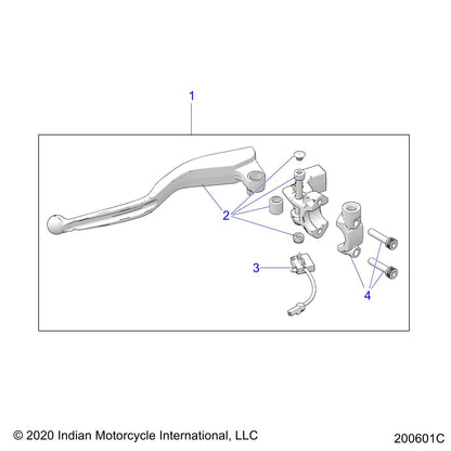 Indian Motorcycle Assembly- Clutch, Bracket, Lever, Flat Black, Genuine OEM Part 1323705-463, Qty 1