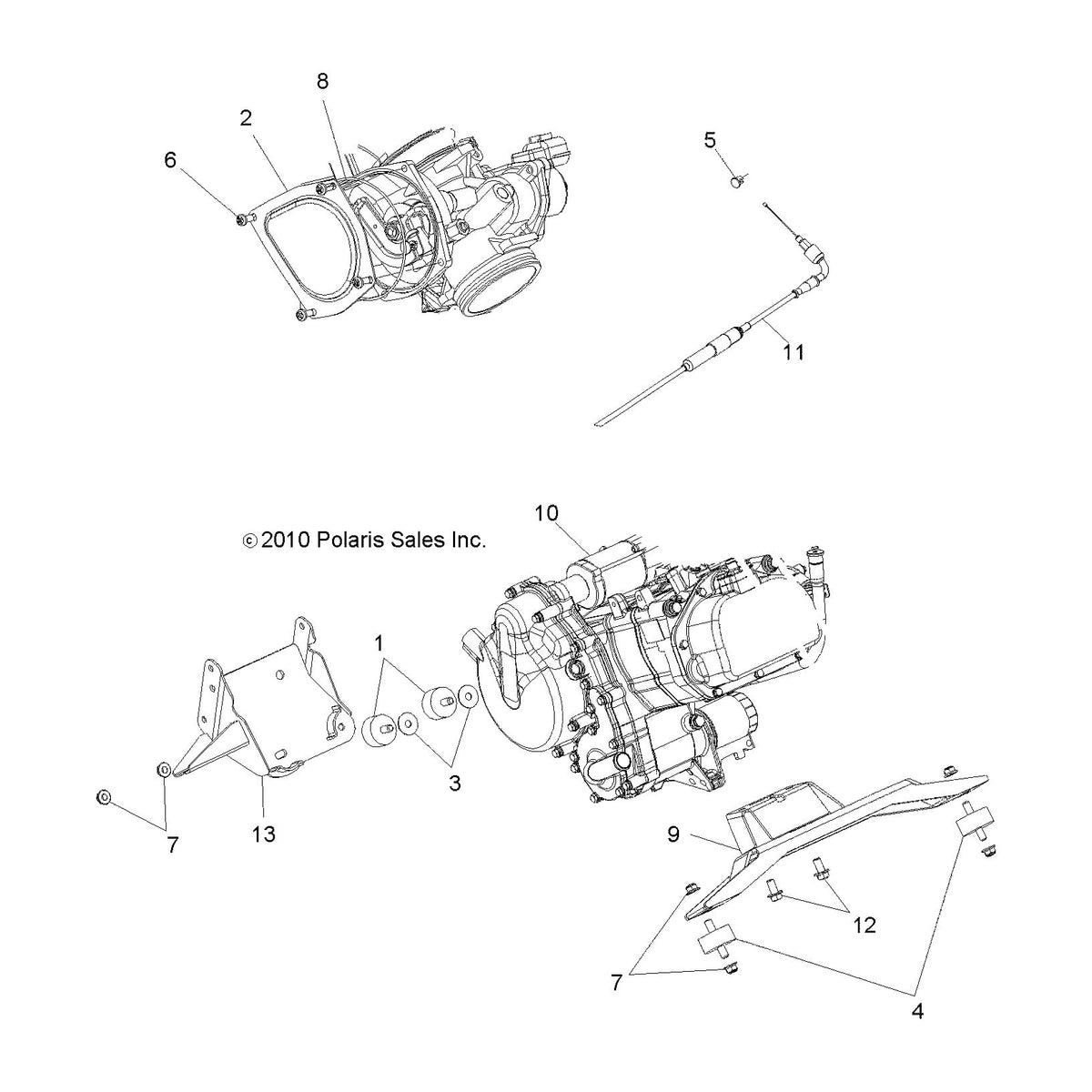 Polaris Ranger Throttle Cable, Genuine OEM Part 7081670, Qty 1