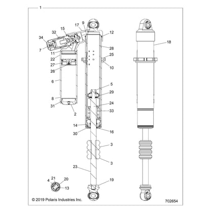 Polaris RZR Front Lefthand Shock, Genuine OEM Part 7045406, Qty 1