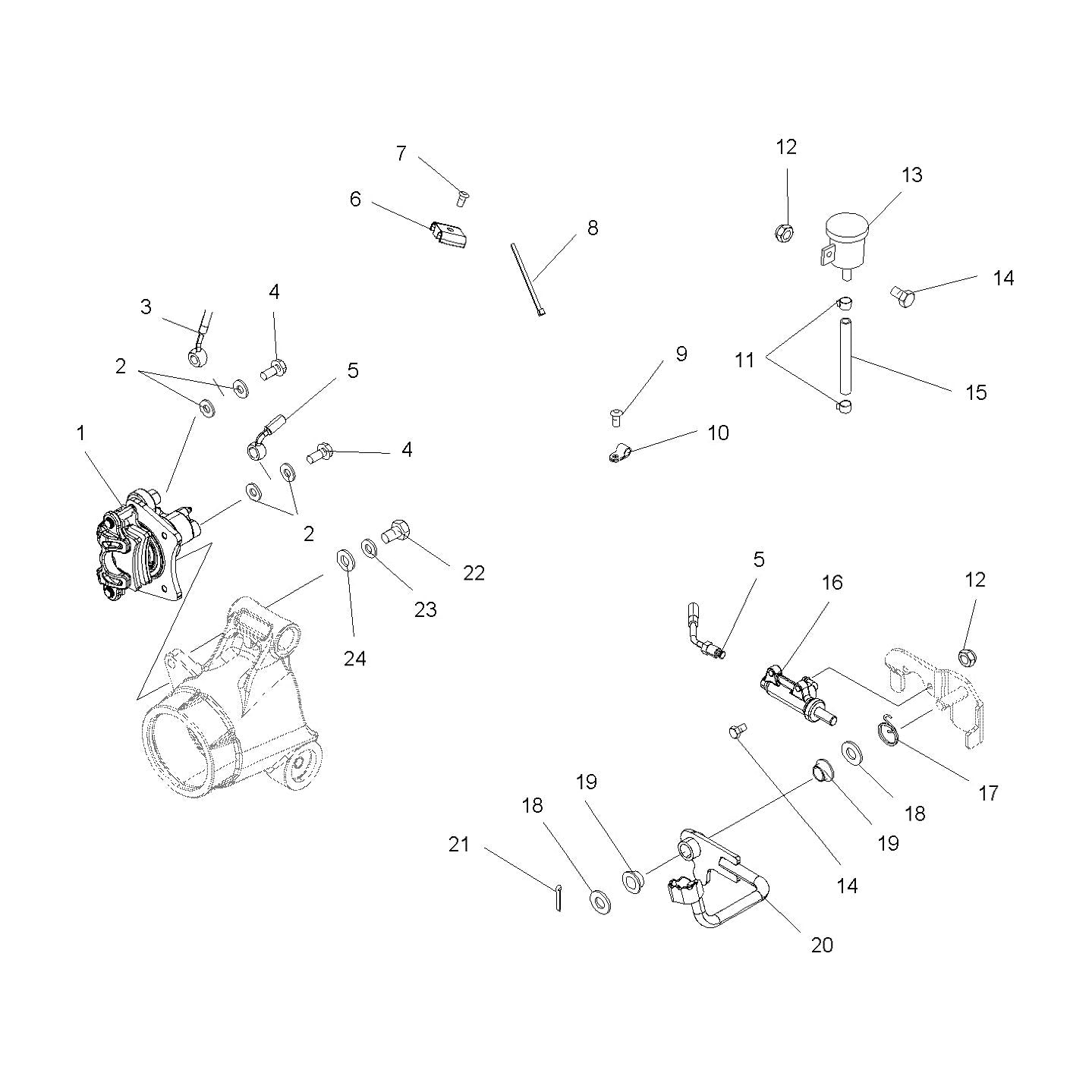 Polaris ATV Master Cylinder Brake Line, Rear, Genuine OEM Part 1910765, Qty 1