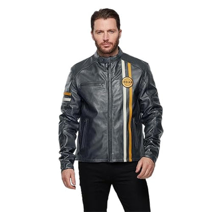 Indian Motorcycle Men's Cafe Leather Jacket, Black